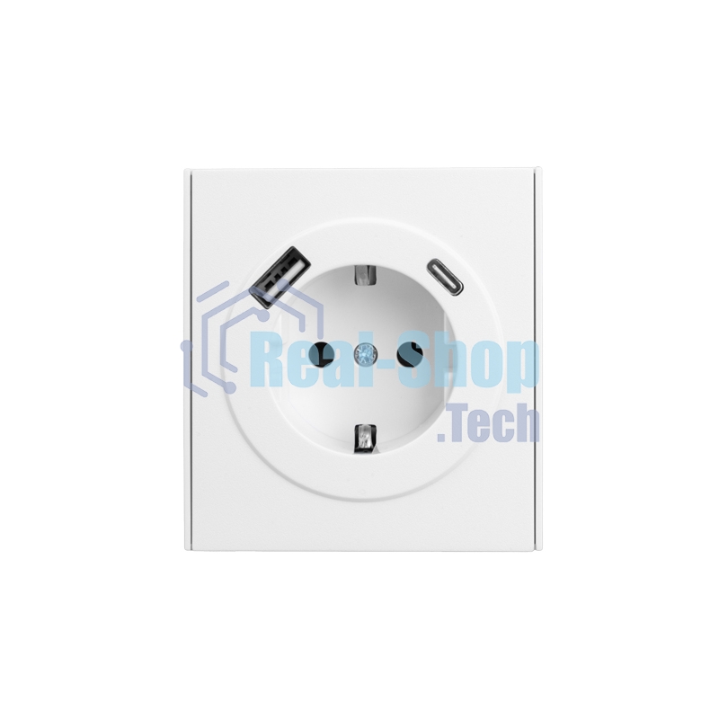 Розетка Kranz STRONG 1-ая с/з с/у з/ш 16А с USB A+C быстрой зарядки 5В/3А жемчуг