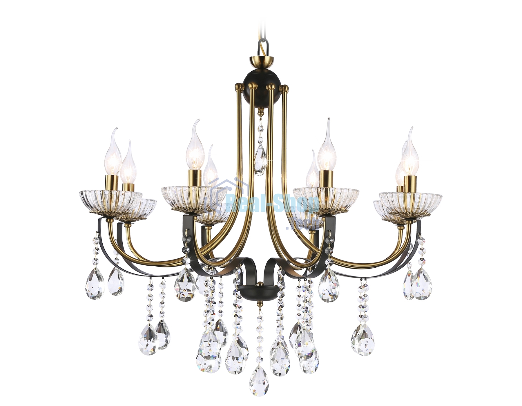 Светильник Ambrella light TR4953/8 BK/GD/CL черный/золото/прозрачный E14*8 max 40W D740*735