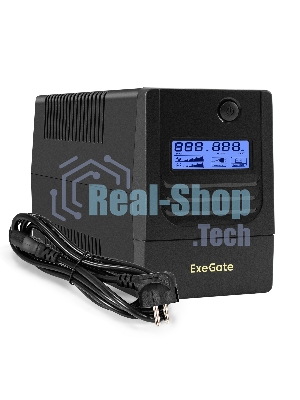 Источник бесперебойного питания ExeGate Smart LB-1000.LCD.AVR.4C13 (1000VA/650W, LCD, AVR, 4*C13, батарея 12V 9Ah, черный)