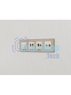 Комплект механизма розетки компьютерной + TV оконечной RJ-45 с автоматической защитной шторкой ALFA Бежевый глянец (AP3125, VM195) MA312510
