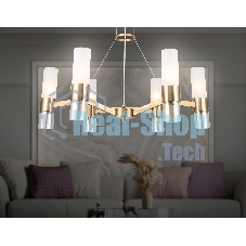 Люстра Ambrella light LH55114/6 BS/FR/TI латунь/белый матовый/янтарь E14*6 max 40W D650*1080
