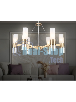 Люстра Ambrella light LH55114/6 BS/FR/TI латунь/белый матовый/янтарь E14*6 max 40W D650*1080