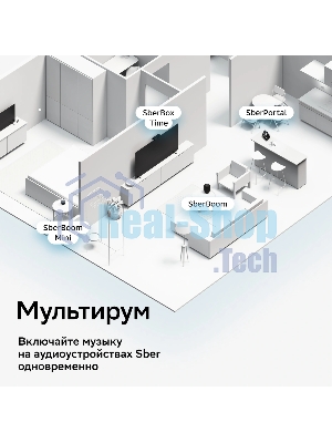 Умная колонка Sber SberBoom, 40Вт, стандартная, 1 динамик, Мультирум, Стереопара, Wi-Fi, Bluetooth 5.0, Салют, белый