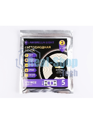 Светодиодная лента Ambrella light GS1402 2835 240Led/ 17W m/ 12V IP20 4500K/ 5000*10*1.2mm (2 конт.)