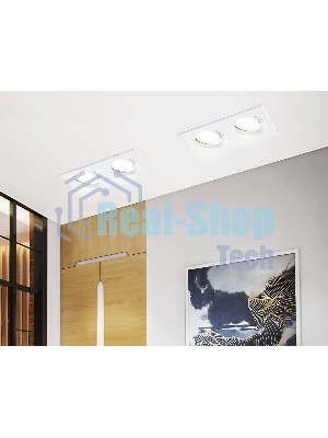 Встраиваемый поворотный точечный светильник Ambrella light TN102759/2 WH белый IP20 GU5.3/2 200*100*32