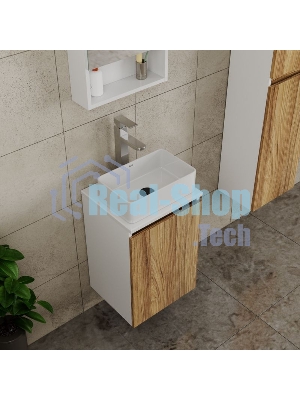 Комплект для ванной, 4 предмета (тумба Bau Dream 40 + раковина BAU 37х23, белая + смеситель Hotel Still, выпуск клик-клак, черный)