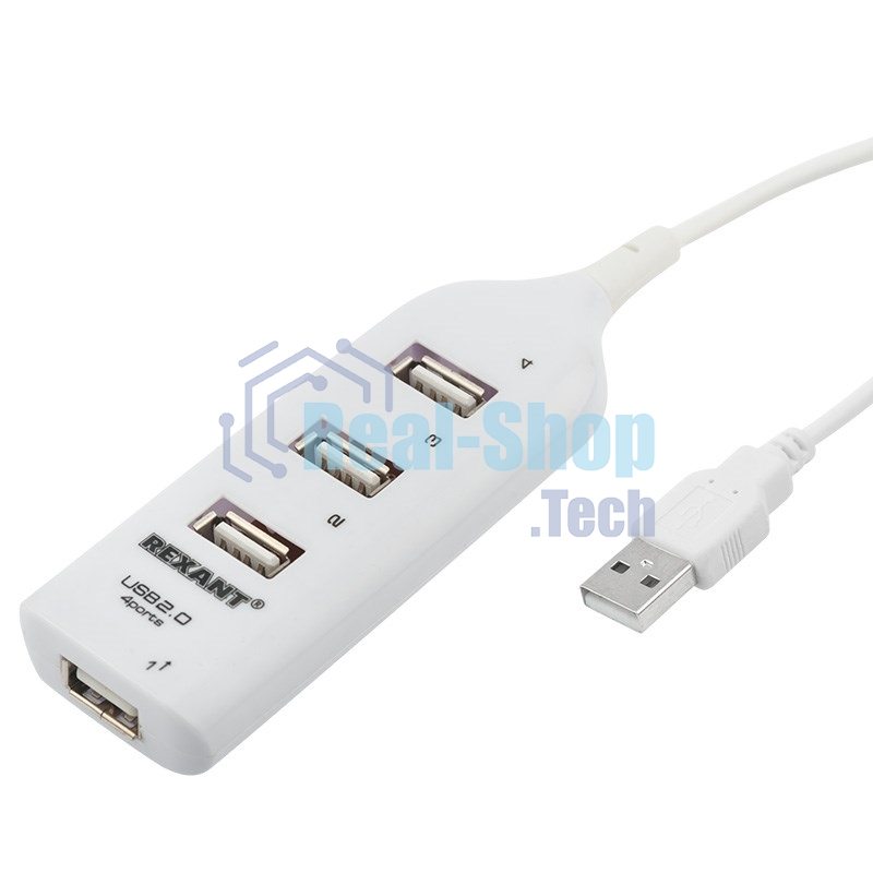 Разветвитель USB 2.0 Rexant на 4 порта белый