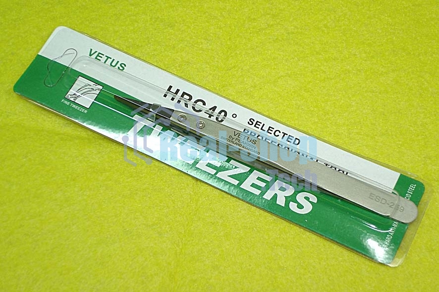 Пинцет Vetus ESD-259 антистатический, прямой, черный 130 мм