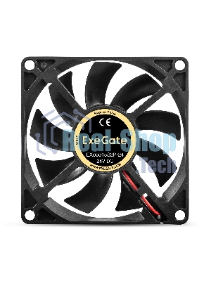 Вентилятор 24В DC ExeGate EX08015S2P-24 (80x80x15 мм, Sleeve bearing (подшипник скольжения), 2pin, 2500RPM, 30dBA)