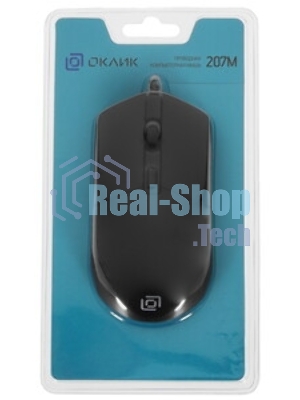 Мышь проводная Oklick 207M черный, 2400 dpi, USB, кнопки - 4