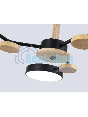 Светильник Ambrella light FL4857/3 BK/WD черный/дерево 54W 3000-6000K D660*170 (без ПДУ)