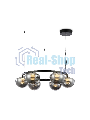 Подвесной светодиодный светильник Ambrella light LH12003/6 BK/GD/SM черный/золото/дымчатый 36W 3000K D760*175