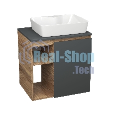 Тумба Bau Dream Blackwood 60 правая, графит, раковина BAU Cerama 48х37 белая