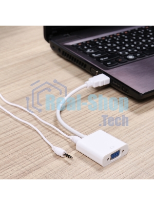 Переходник штекер Rexant HDMI - гнездо VGA, провод + шнур стерео 3,5 мм