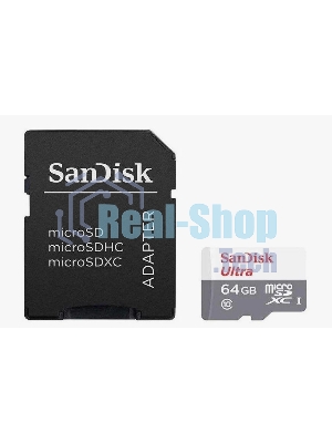Флеш карта microSD 64GB SanDisk microSDXC Class 10 Ultra (SD адаптер) UHS-I 100MB/s