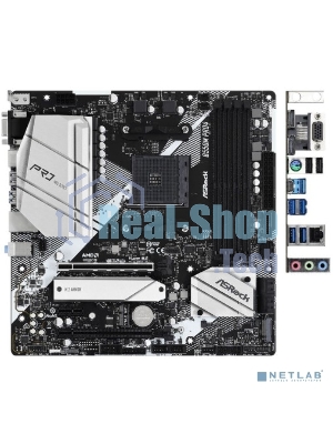 Материнская плата ASRock B550M Pro4, AM4, AMD B550, 4xDDR4, 6xSATA, 2xM.2, 1xPCI-E 3.0 x16, 1xPCI-E 4.0 x16, 1xDisplayPort, 1xHDMI, 1xVGA, 1x 1Gb LAN, 3x3.5 мм, 7.1, Micro-ATX