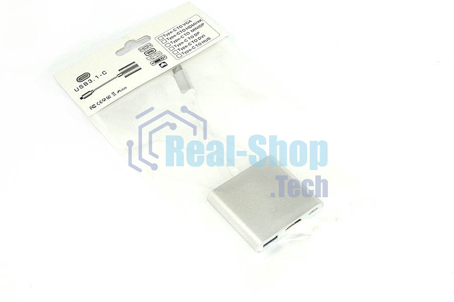 Адаптер Multiport Type-C на USB, HDMI 2.0 Type-С для MacBook, серебристый