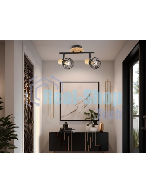 Светильник Ambrella light TR8752/2 BK/WD черный/дерево IP20 E27/2 310*115*200