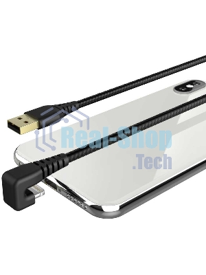 Кабель Hama 00187221 Lightning (m) угловой USB 2.0 (m) 1.5м черный