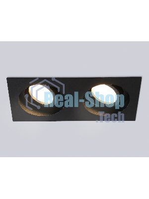 Встраиваемый поворотный точечный светильник Ambrella light TN102760/2 BK черный IP20 GU5.3/2 200*100*32