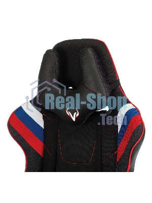 Кресло игровое Бюрократ VIKING 4 AERO RUS белый/синий/красный/черный, искусст. кожа/ткань, две подушки