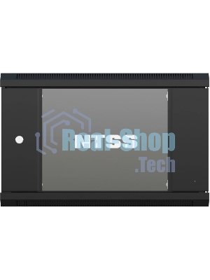 Шкаф коммутационный NTSS (NTSS-W6U6060GS-BL) настенный 6U 570x600 мм пер. дв. стекл 60 кг черный 19.5 кг