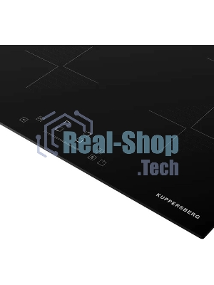 Индукционная варочная панель Kuppersberg ICI 604 60 см, индукция, High-Tech, inverter, прямой край, 9 уровней мощности, бустер, Stop and Go, автоматическое отключение, таймер, индикатор остаточного тепла, сенсорное/слайдерное управление, черный