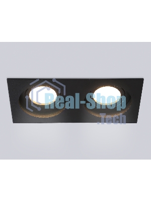 Встраиваемый поворотный точечный светильник Ambrella light TN102760/2 BK черный IP20 GU5.3/2 200*100*32
