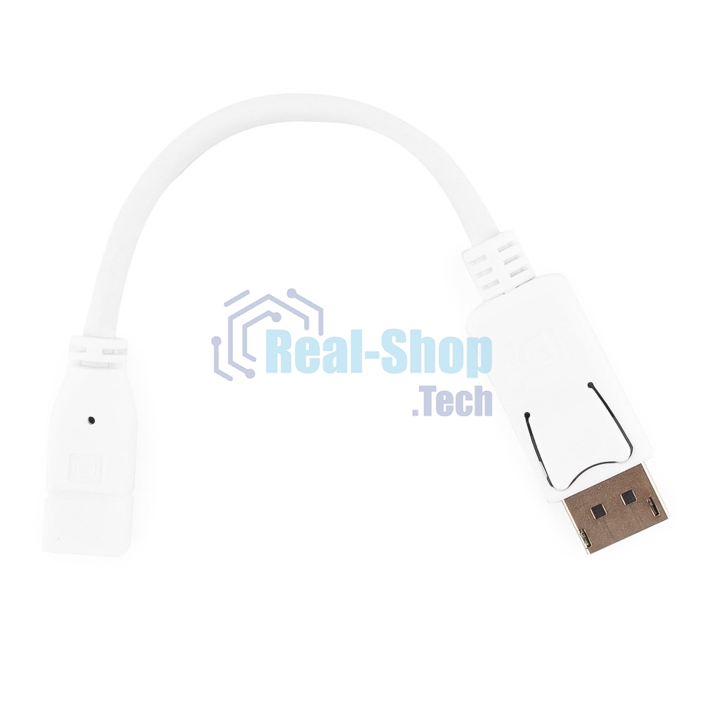 Переходник miniDisplayPort - DisplayPort, Cablexpert A-mDPF-DPM-001-W, 20F/20M, длина 16см, белый, пакет