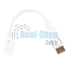 Переходник miniDisplayPort - DisplayPort, Cablexpert A-mDPF-DPM-001-W, 20F/20M, длина 16см, белый, пакет