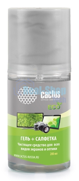 Чистящий набор (салфетки + гель) Cactus CS-S3004E для экранов и оптики 1 шт 18x18 см 200 мл