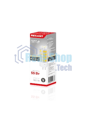 Лампа светодиодная Rexant капсульного типа JD-CORN G4 230 В 5,5 Вт 2700 K теплый свет (поликарбонат)