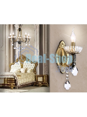 Светильник Ambrella light TR4954 BK/GD/CL черный/золото/прозрачный E14 max 40W 410*120*210