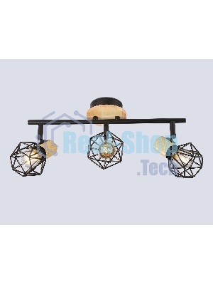 Светильник Ambrella light TR8753/3 BK/WD черный/дерево IP20 E27/3 435*115*200