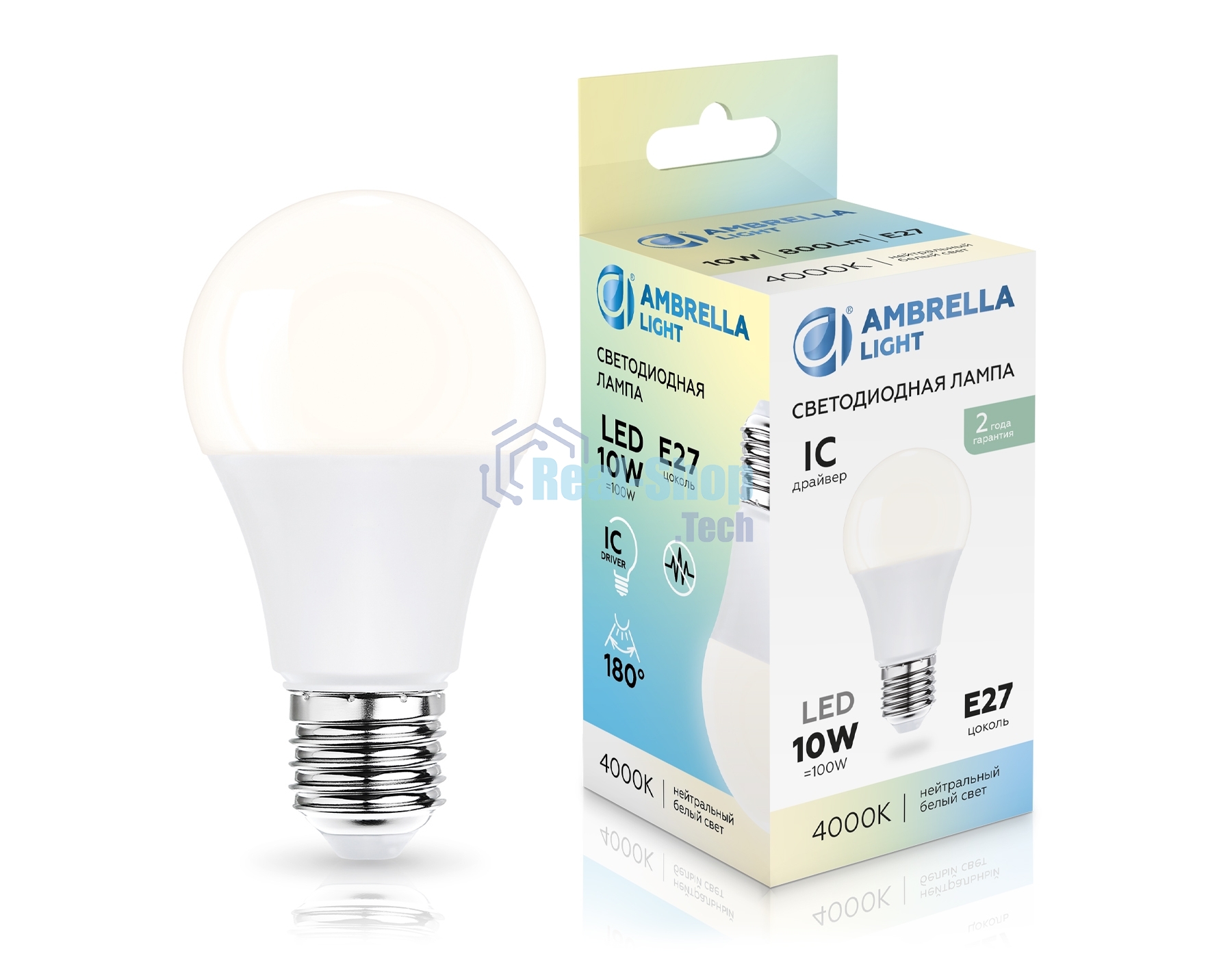 Лампа светодиодная 601004 LED A60 10W IC E27 4000K 175-265V