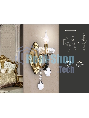 Светильник Ambrella light TR4954 BK/GD/CL черный/золото/прозрачный E14 max 40W 410*120*210