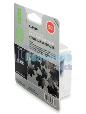 Картридж струйный Cactus CS-PG50 черный (18 мл) для Canon Pixma MP150/MP160/MP170/MP180/MP450/MP460/iP2200/MX300/MX310/JX200/JX210/JX210p/JX500/JX510/JX510P