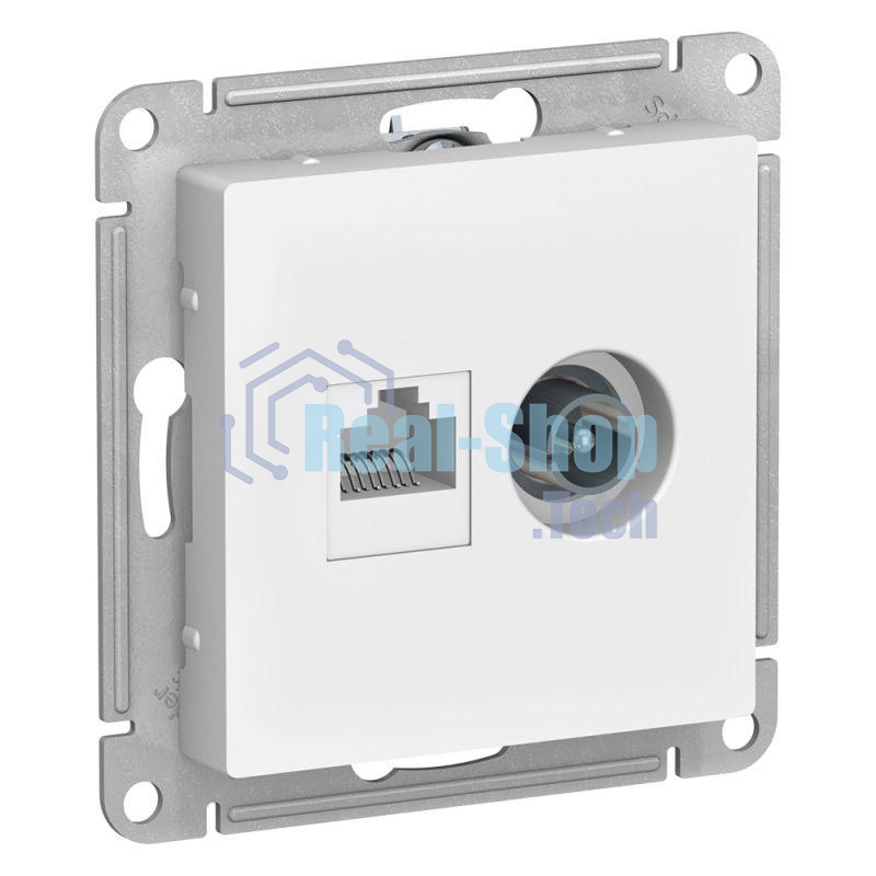 Механизм розетки 2-м AtlasDesign комп. RJ45 кат.5E+TV белый SchE ATN000189