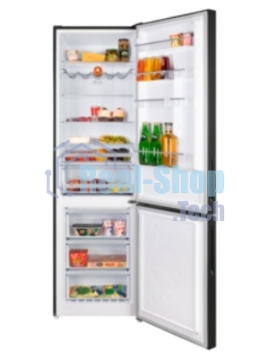 Холодильник Maunfeld MFF192NFB01 Inverter черный стекло трехкамерный 334/184л морозилка снизу, No Frost, Side by Side