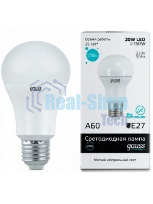 Лампа cветодиодная Gauss LED Elementary Арт. 23229A60 20W E27 4100K 1/10/40 груша