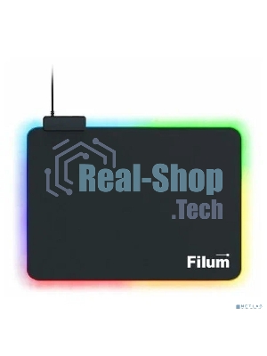 Коврик игровой для мыши Filum FL-MPL-M-GAME серия- Bulldozer, черный, подсветка, оверлок, размер “M”- 350x250x4 мм, ткань+резина.