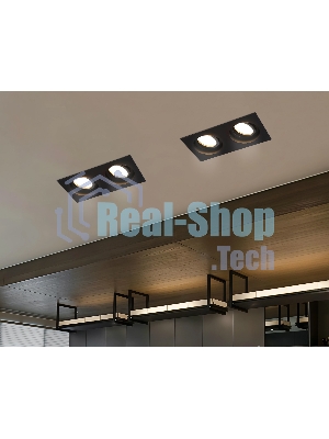 Встраиваемый поворотный точечный светильник Ambrella light TN102760/2 BK черный IP20 GU5.3/2 200*100*32