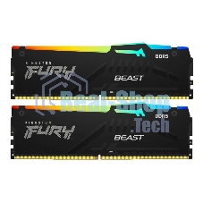 Оперативная память Kingston Fury Beast, DDR5, 32Gb (2x16Gb), 6000MHz, CL36, DIMM, с радиаторами, RGB, черный
