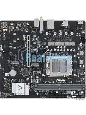 Материнская плата ASUS A620M-F GAMING WIFI, AM5, AMD A620, 2xDDR5, 2xM.2, 1xPCIe 4.0 x16, 1xHDMI, 1x2.5Gb LAN, Wi-Fi 6E, Bluetooth 5.3, 2xUSB-A 5Gbps, 2xUSB-A 2.0, 3x3.5 мм, 7.1, mATX