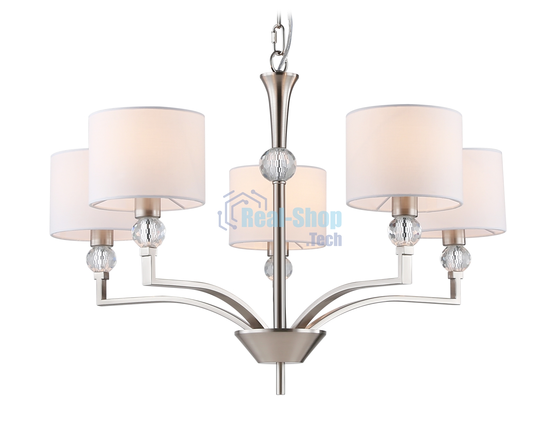 Люстра Ambrella light LH71121/5 SN/WH никель/белый E14/5 max 40W D660*880