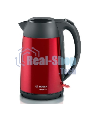 Электрочайник Bosch TWK3P424 красный, 1.7 л, 2400 Вт, скрытый нагревательный элемент