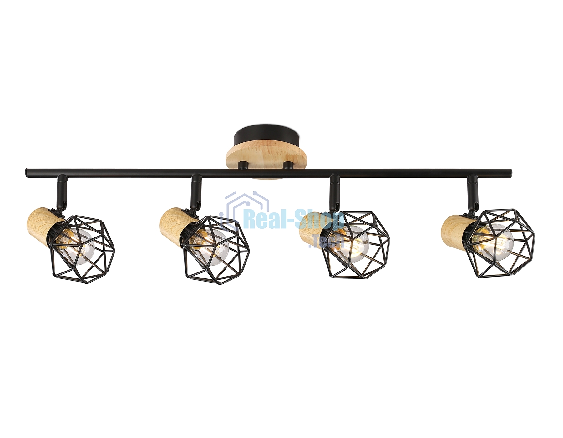Светильник Ambrella light TR8754/4 BK/WD черный/дерево IP20 E27/4 615*115*200