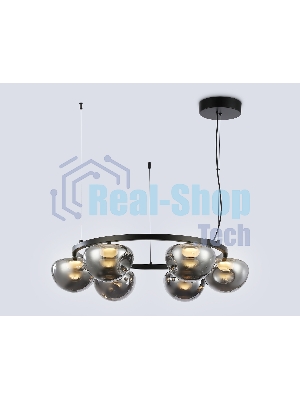 Подвесной светодиодный светильник Ambrella light LH12003/6 BK/GD/SM черный/золото/дымчатый 36W 3000K D760*175