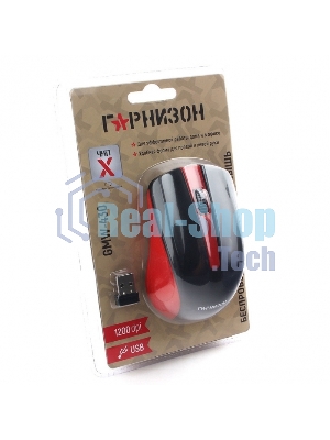 Мышь беспроводная Гарнизон GMW-430R красный, 1200 dpi, радиоканал, USB, кнопки - 3