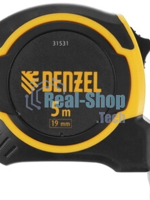 Рулетка Denzel 5м х 19мм, двухкомп. корпус, магнитный обрезиненный зацеп